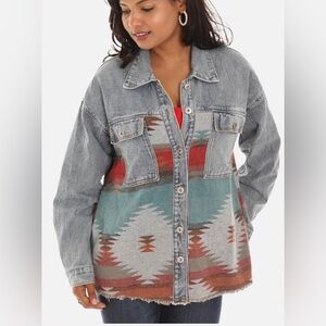 Boutique Southwestern Boho Jean Jacket XL